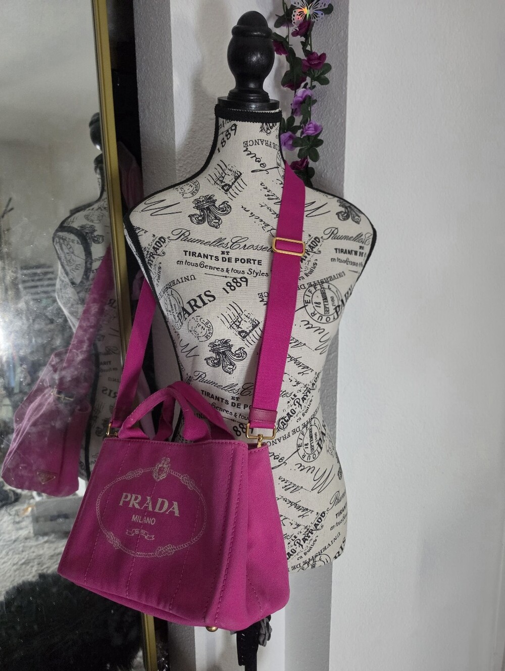 Prada Canapa Pink Jean Denim Small Tote Gold Hardware (EUC)(COA/CARD INCLUDED)💖